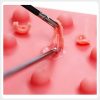 Simulated tissue grasping and exposure of the internal target using laparoscopic instruments. Laparoscopic dissection training model showing silicone tissue grasping and internal structure exposure